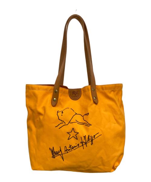 IL BISONTE（イル ビゾンテ）IL BISONTE (イル ビゾンテ) キャンバストートバッグ オレンジ×ベージュの古着・服飾アイテム