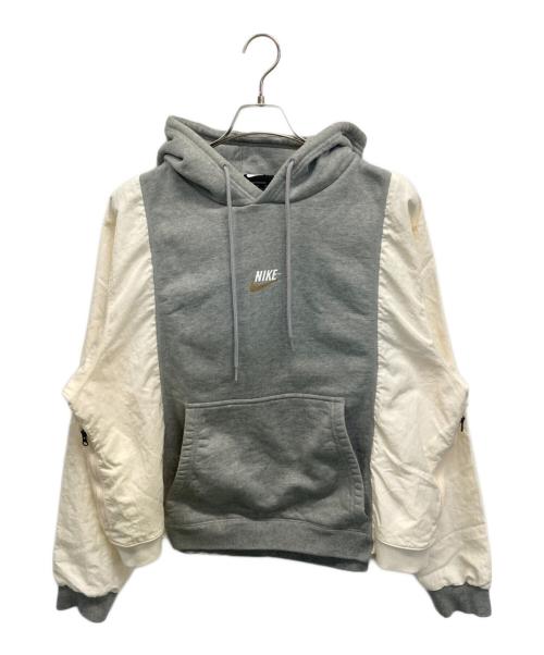 NIKE（ナイキ）NIKE (ナイキ) プルオーバーパーカー グレー×ホワイト サイズ:Mの古着・服飾アイテム