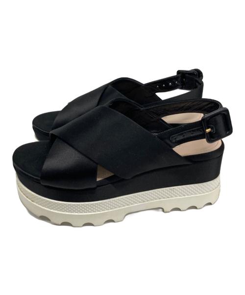 MIU MIU（ミュウミュウ）MIU MIU (ミュウミュウ) プラットフォームサンダル ブラック サイズ:SIZE 36の古着・服飾アイテム
