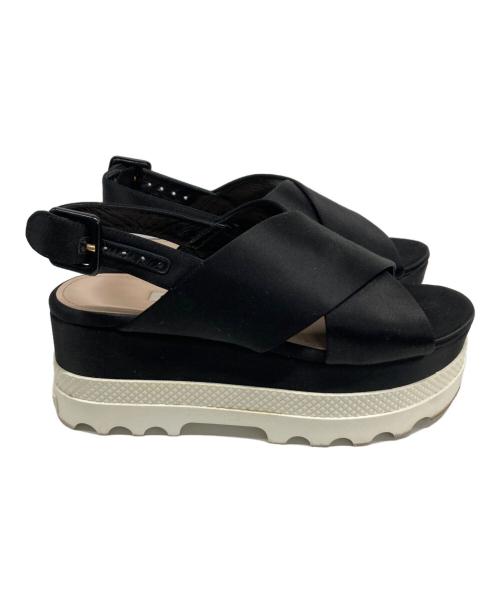 MIU MIU（ミュウミュウ）MIU MIU (ミュウミュウ) プラットフォームサンダル ブラック サイズ:SIZE 36の古着・服飾アイテム