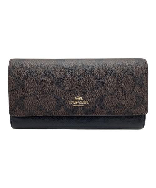 COACH（コーチ）COACH (コーチ) 長財布 ブラック×ブラウンの古着・服飾アイテム