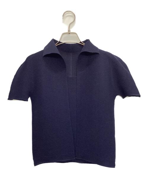 me ISSEY MIYAKE（ミーイッセイ ミヤケ）me ISSEY MIYAKE (ミーイッセイ ミヤケ) 半袖ブラウス ネイビー サイズ:SIZE Freeの古着・服飾アイテム