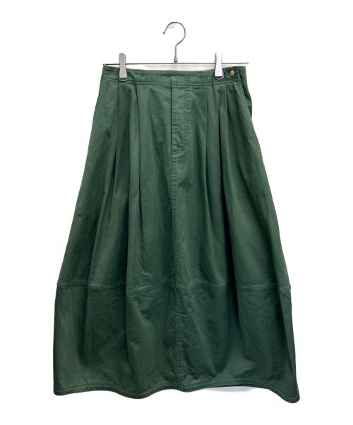 DRAWER（ドゥロワー）Drawer (ドゥロワー) コットンバイオウォッシュタックスカート グリーン サイズ:SIZE 36　の古着・服飾アイテム