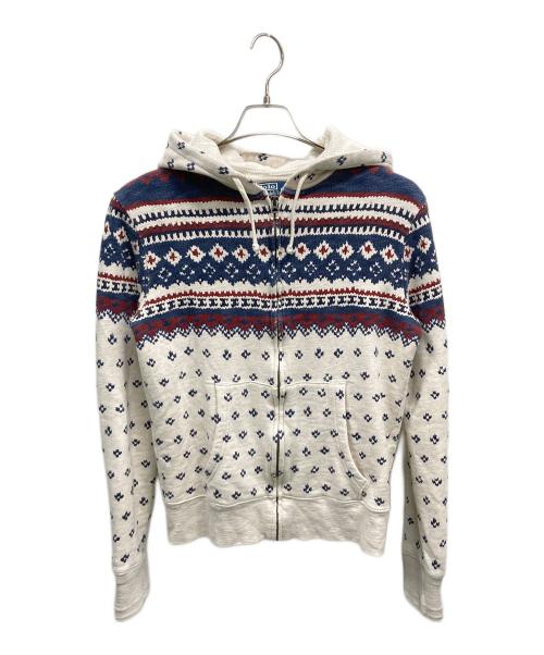 POLO RALPH LAUREN（ポロ・ラルフローレン）POLO RALPH LAUREN (ポロ・ラルフローレン) ジップパーカー アイボリー×ネイビー×レッド サイズ:SIZE Sの古着・服飾アイテム