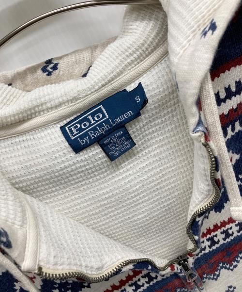 POLO RALPH LAUREN（ポロ・ラルフローレン）POLO RALPH LAUREN (ポロ・ラルフローレン) ジップパーカー アイボリー×ネイビー×レッド サイズ:SIZE Sの古着・服飾アイテム