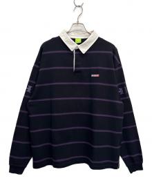 HUF（ハフ）の古着「ラガーシャツ」｜ブラック×パープル