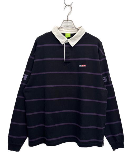 HUF（ハフ）HUF (ハフ) ラガーシャツ ブラック×パープル サイズ:Lの古着・服飾アイテム