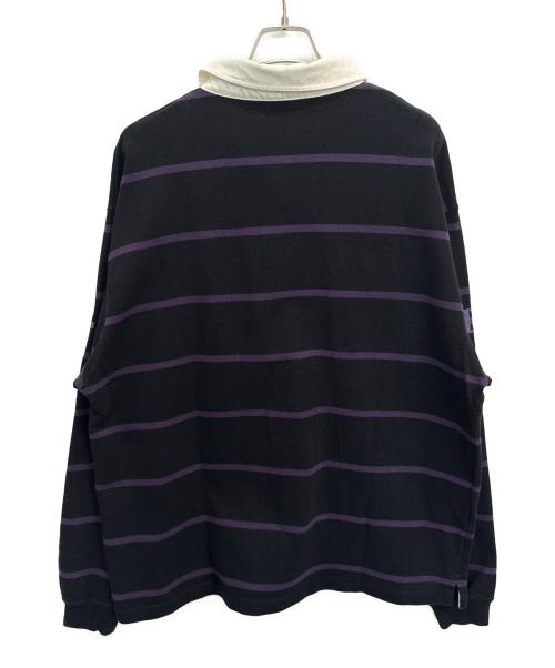 HUF（ハフ）HUF (ハフ) ラガーシャツ ブラック×パープル サイズ:Lの古着・服飾アイテム