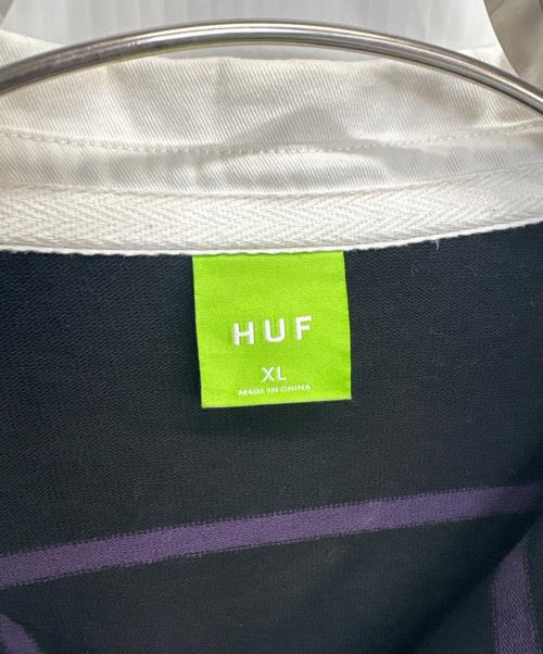 HUF（ハフ）HUF (ハフ) ラガーシャツ ブラック×パープル サイズ:Lの古着・服飾アイテム