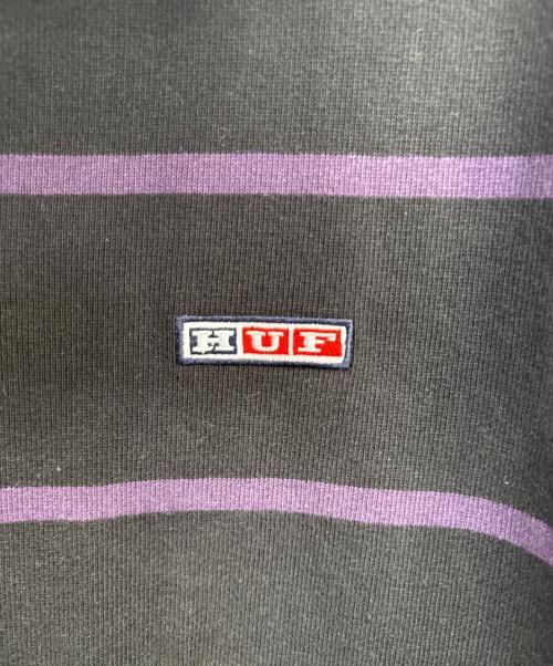 HUF（ハフ）HUF (ハフ) ラガーシャツ ブラック×パープル サイズ:Lの古着・服飾アイテム