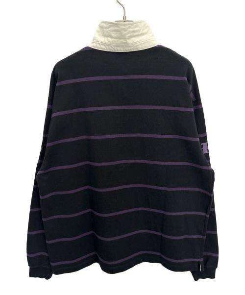 HUF（ハフ）HUF (ハフ) ラガーシャツ ブラック×パープル サイズ:Lの古着・服飾アイテム