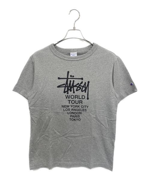 Champion（チャンピオン）Champion (チャンピオン) stussy (ステューシー) 半袖カットソー グレー サイズ:ｓの古着・服飾アイテム