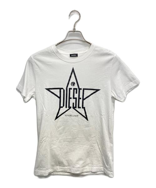 DIESEL（ディーゼル）DIESEL (ディーゼル) 半袖カットソー ホワイト×ブラック サイズ:SIZE Sの古着・服飾アイテム