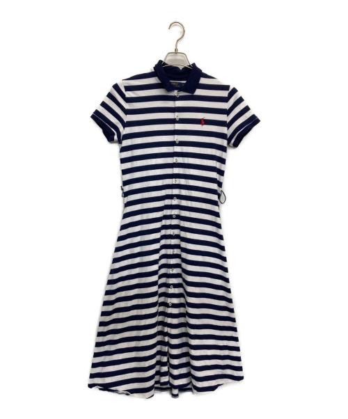 POLO RALPH LAUREN（ポロ・ラルフローレン）POLO RALPH LAUREN (ポロ・ラルフローレン) 半袖ワンピース ホワイト×ネイビー サイズ:SIZE Mの古着・服飾アイテム