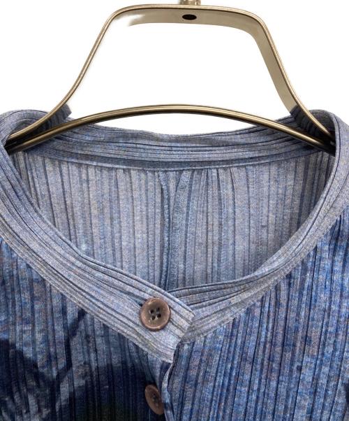 PLEATS PLEASE（プリーツプリーズ）PLEATS PLEASE (プリーツプリーズ) 薄手カーディガン ブルー×ネイビー サイズ:3の古着・服飾アイテム