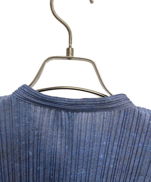 PLEATS PLEASE（プリーツプリーズ）PLEATS PLEASE (プリーツプリーズ) 薄手カーディガン ブルー×ネイビー サイズ:3の古着・服飾アイテム
