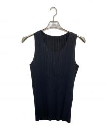 PLEATS PLEASE（プリーツプリーズ）の古着「ノースリーブカットソー」｜ブラック