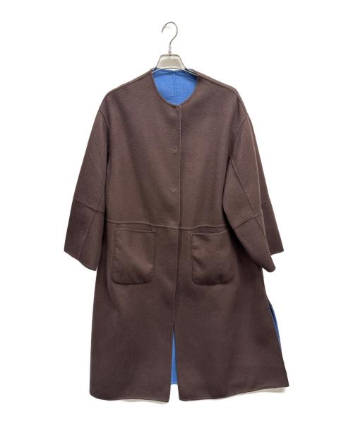 SIMPLICITE（シンプリシテ）SIMPLICITE (シンプリシテ) ノーカラーコート ブラウン サイズ:Ｍの古着・服飾アイテム