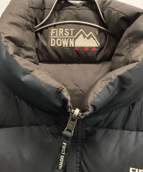 FIRST DOWN（ファーストダウン）FIRST DOWN (ファーストダウン) リバーシブルダウンジャケット ブラック×ブラウン サイズ:XLの古着・服飾アイテム