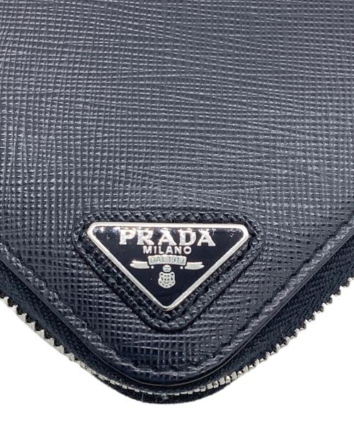 PRADA（プラダ）PRADA (プラダ) ラウンドファスナーウォレット ブラックの古着・服飾アイテム