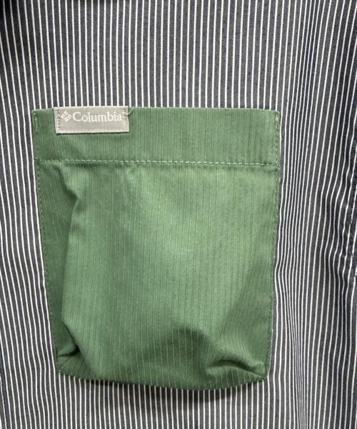 Columbia（コロンビア）Columbia (コロンビア) 半袖シャツ グリーン×ネイビー サイズ:Mの古着・服飾アイテム