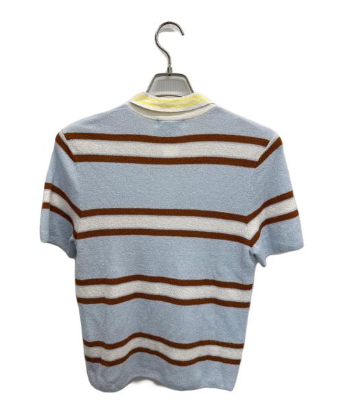 DOUBLE STANDARD（ダブルスタンダード）DOUBLE STANDARD (ダブルスタンダード) ポロシャツ ブルー×ブラウン サイズ:SIZE36の古着・服飾アイテム