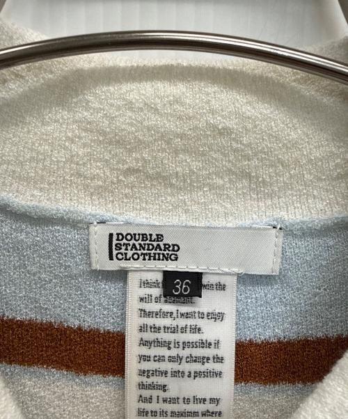 DOUBLE STANDARD（ダブルスタンダード）DOUBLE STANDARD (ダブルスタンダード) ポロシャツ ブルー×ブラウン サイズ:SIZE36の古着・服飾アイテム