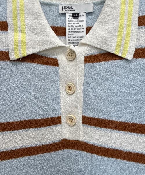 DOUBLE STANDARD（ダブルスタンダード）DOUBLE STANDARD (ダブルスタンダード) ポロシャツ ブルー×ブラウン サイズ:SIZE36の古着・服飾アイテム