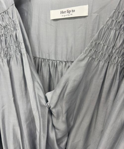 HER LIP TO（ハーリップトゥ）HER LIP TO (ハーリップトゥ) Airy Volume Sleeve Dres ブルー サイズ:Sの古着・服飾アイテム