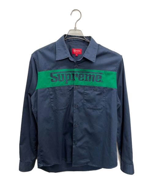 SUPREME（シュプリーム）SUPREME (シュプリーム) 長袖シャツ グリーン×ネイビー サイズ:Mの古着・服飾アイテム