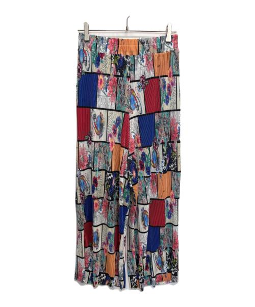 SCOLAR（スカラ）SCOLAR (スカラ) アートコラージュ柄プリーツパンツ マルチカラー サイズ:M 未使用品の古着・服飾アイテム