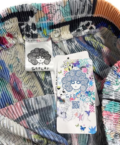 SCOLAR（スカラ）SCOLAR (スカラ) アートコラージュ柄プリーツパンツ マルチカラー サイズ:M 未使用品の古着・服飾アイテム