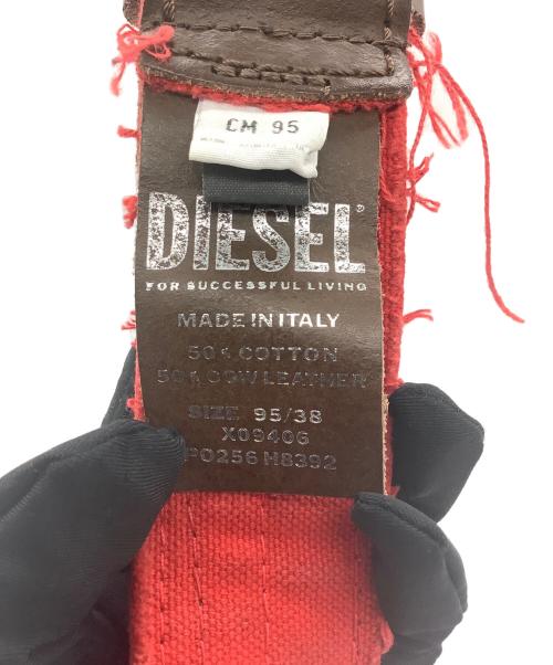 DIESEL（ディーゼル）DIESEL (ディーゼル) ベルト レッド×ブラウンの古着・服飾アイテム
