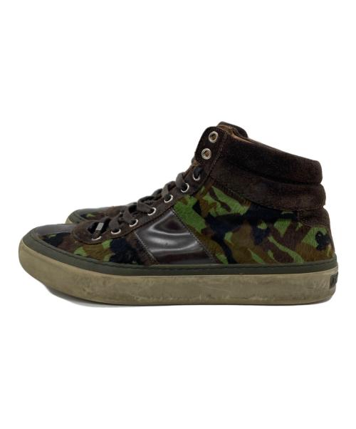 JIMMY CHOO（ジミーチュウ）JIMMY CHOO (ジミーチュウ) ハイカットスニーカー カーキ サイズ:27cmの古着・服飾アイテム