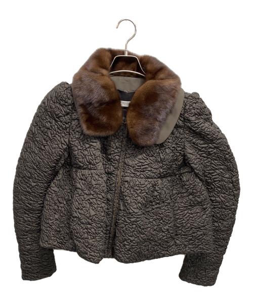 PRADA（プラダ）PRADA (プラダ) ミンクファーカラージャケット グレーブラウン サイズ:38の古着・服飾アイテム