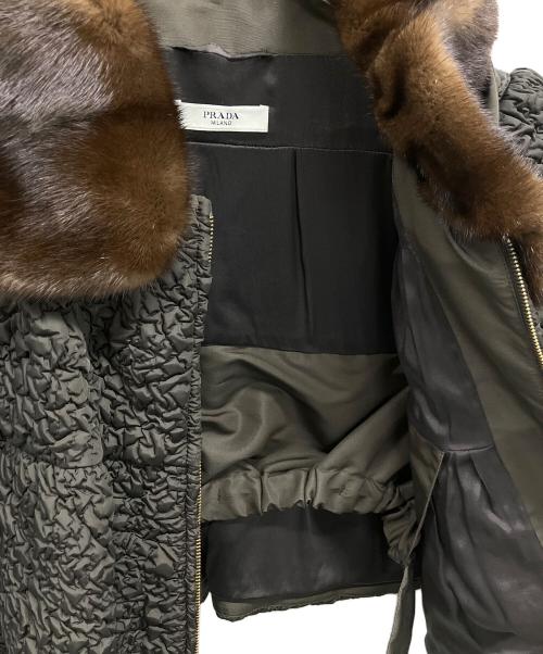 PRADA（プラダ）PRADA (プラダ) ミンクファーカラージャケット グレーブラウン サイズ:38の古着・服飾アイテム
