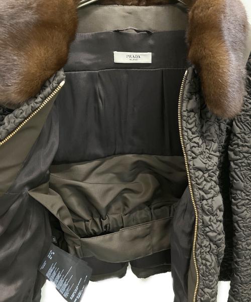 PRADA（プラダ）PRADA (プラダ) ミンクファーカラージャケット グレーブラウン サイズ:38の古着・服飾アイテム