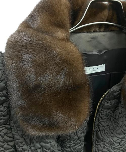 PRADA（プラダ）PRADA (プラダ) ミンクファーカラージャケット グレーブラウン サイズ:38の古着・服飾アイテム
