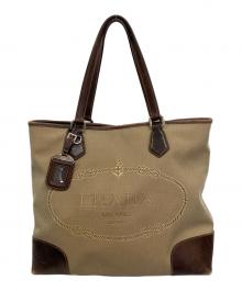 PRADA（プラダ）の古着「トートバッグ」｜ベージュ・ダークブラウン
