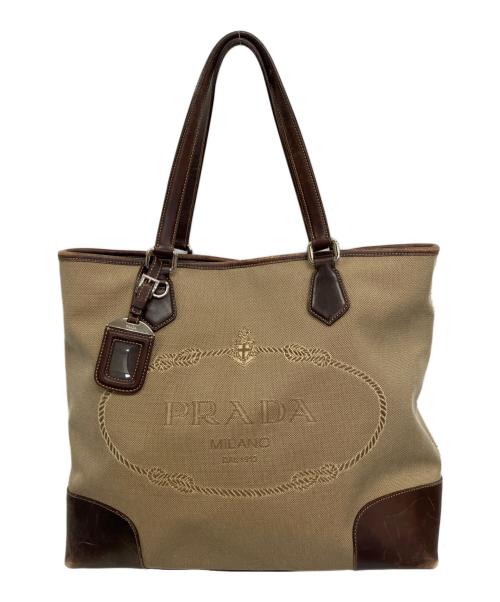 PRADA（プラダ）PRADA (プラダ) トートバッグ ベージュ・ダークブラウンの古着・服飾アイテム