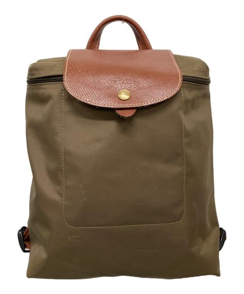 LONGCHAMP（ロンシャン）LONGCHAMP (ロンシャン) ナップサック グリーン×ブラウンの古着・服飾アイテム