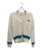 LACOSTEラコステ）の古着「Unisex Cable Knit Striped Cardigan」｜アイボリー