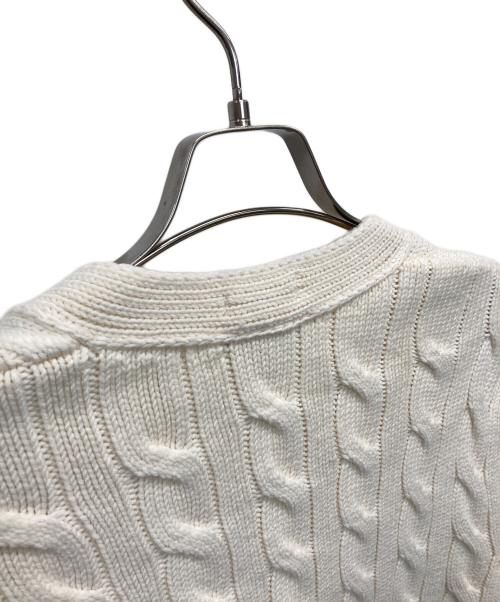 LACOSTE（ラコステ）LACOSTE (ラコステ) Unisex Cable Knit Striped Cardigan アイボリー サイズ:SIZE 2の古着・服飾アイテム