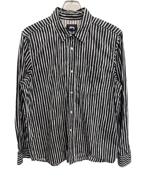 stussy（ステューシー）stussy (ステューシー) 長袖シャツ ブラック×ホワイト サイズ:SIZE Lの古着・服飾アイテム
