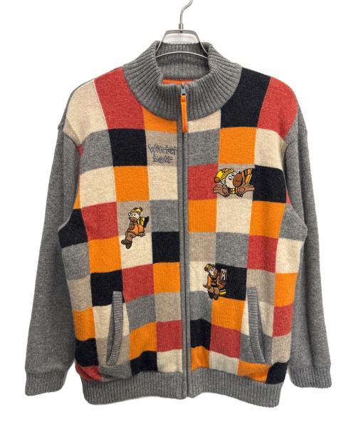 CASTELBAJAC SPORT（カステルバジャック）CASTELBAJAC SPORT (カステルバジャック) ニットブルゾン グレー×オレンジ サイズ:3の古着・服飾アイテム