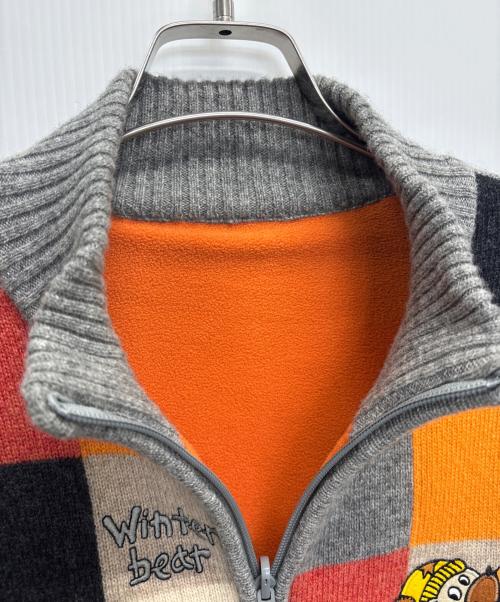 CASTELBAJAC SPORT（カステルバジャック）CASTELBAJAC SPORT (カステルバジャック) ニットブルゾン グレー×オレンジ サイズ:3の古着・服飾アイテム