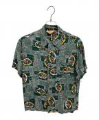 national shirt shopsナショナルシャツショップ）の古着「オープンカラーシャツ」｜グリーン