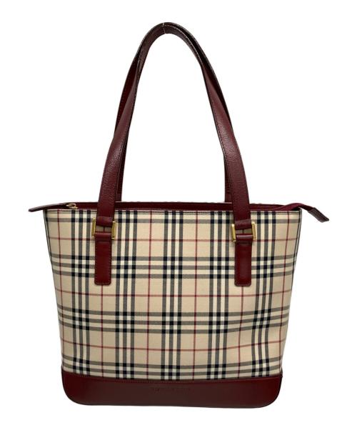 BURBERRY（バーバリー）BURBERRY (バーバリー) トートバッグ ベージュ・ボルドーの古着・服飾アイテム