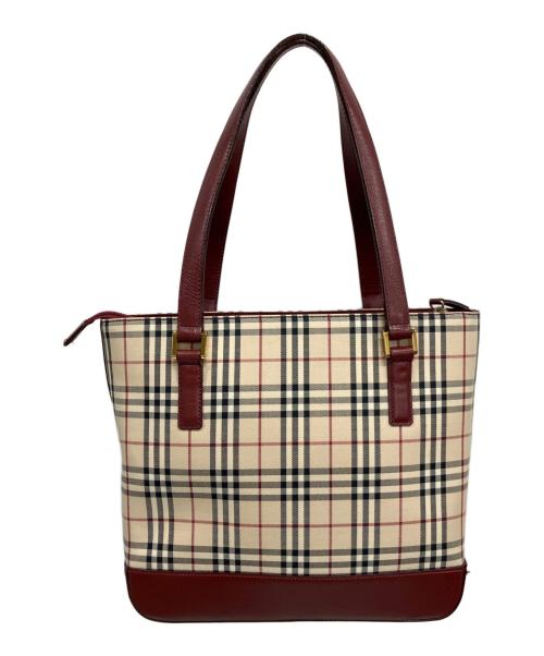 BURBERRY（バーバリー）BURBERRY (バーバリー) トートバッグ ベージュ・ボルドーの古着・服飾アイテム