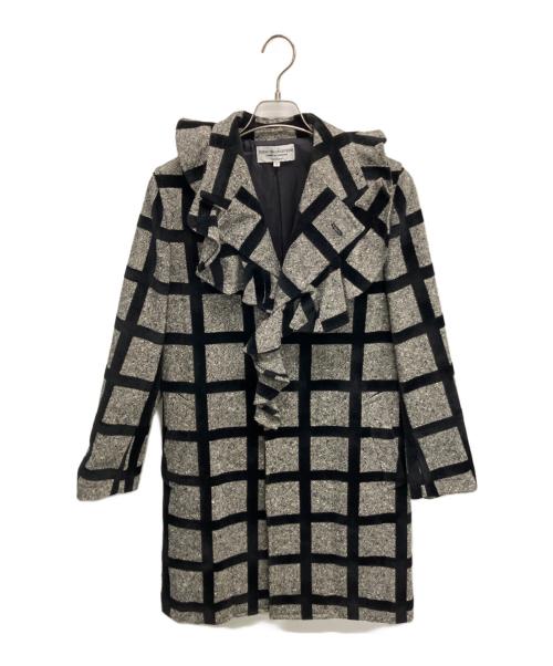 ROBE DE CHAMBRE COMME DES GARCONS（ローブドシャンブル コムデギャルソン）ROBE DE CHAMBRE COMME DES GARCONS (ローブドシャンブル コムデギャルソン) フリルコート グレー×ブラック サイズ:Mの古着・服飾アイテム